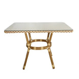 48" x 36" Glass Top Beige and Maroon French Bistro Table