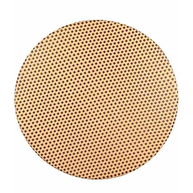 Toulouse 40" Round Glass Top Beige and Maroon Rattan French Bistro Table TBTPBM-KT-AX-T
