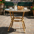 Toulouse 40" Round Glass Top Beige and Maroon Rattan French Bistro Table TBTPBM-KT-AX-T