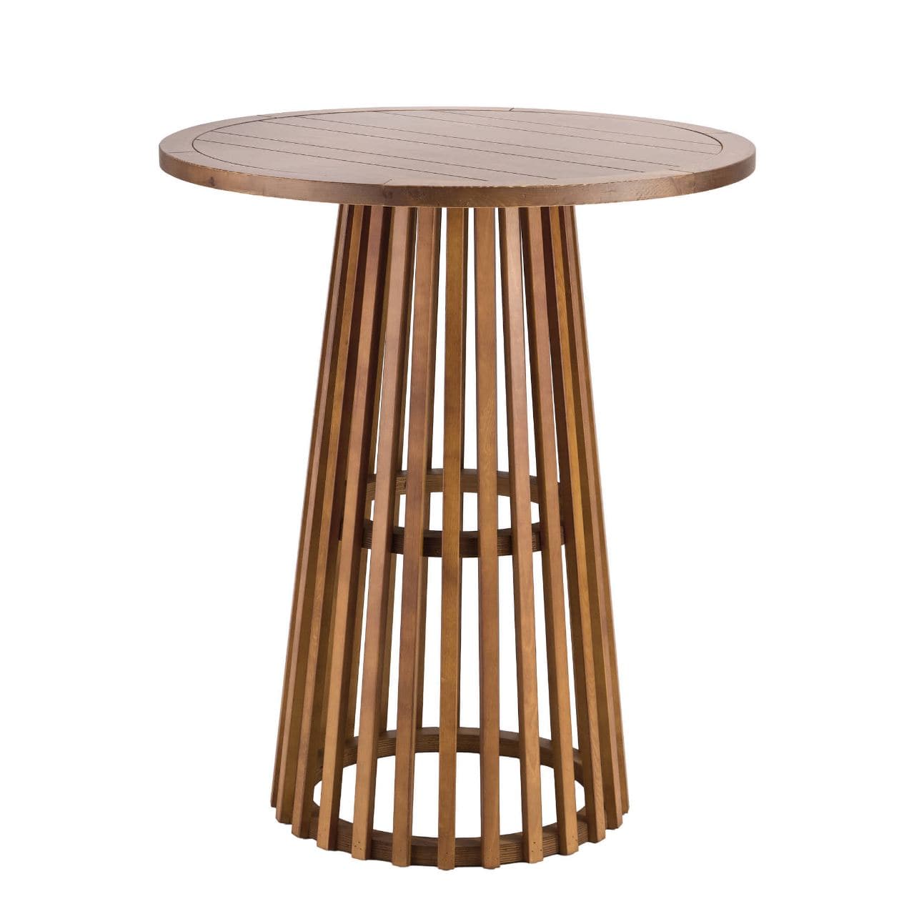 Chivari 2 Pack 36" Chestnut Finish Round Slatted Cocktail Table TCKTL-WD-KT36-AX-2