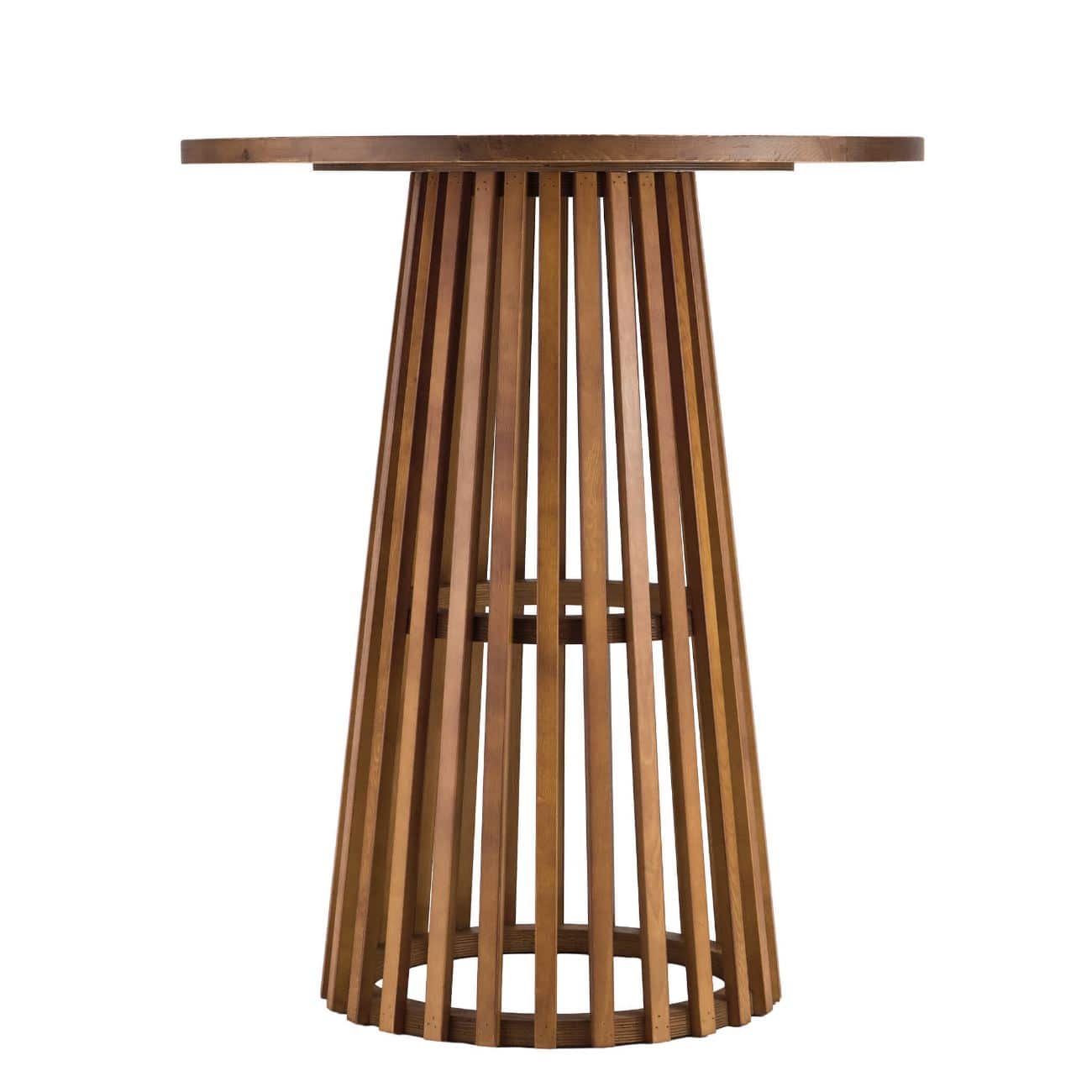Chivari 2 Pack 36" Chestnut Finish Round Slatted Cocktail Table TCKTL-WD-KT36-AX-2