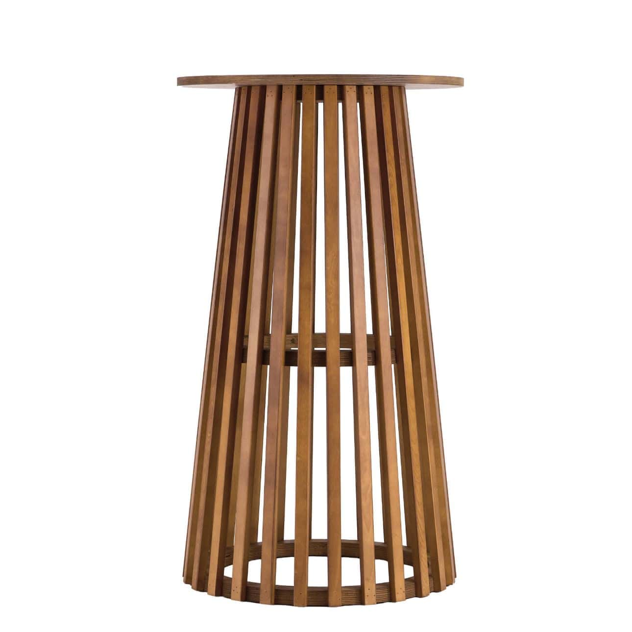 Chivari 2 Pack 36" Chestnut Finish Round Slatted Cocktail Table TCKTL-WD-KT36-AX-2