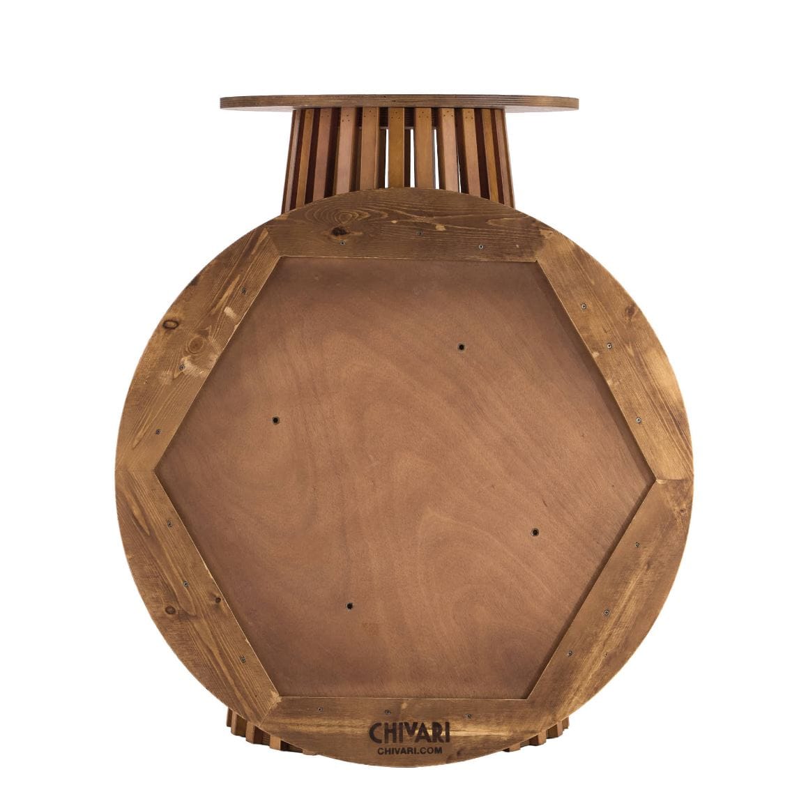 Chivari 2 Pack 36" Chestnut Finish Round Slatted Cocktail Table TCKTL-WD-KT36-AX-2