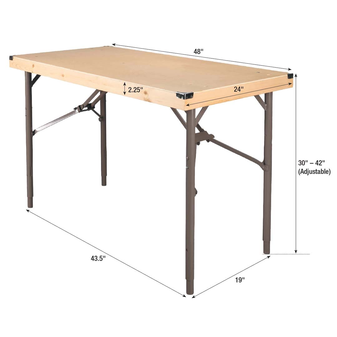 Chivari 48" x 24" (4 Foot) Rectangle Plywood Expo Table - Adjustable Height TEXPRT4824G-AX-T