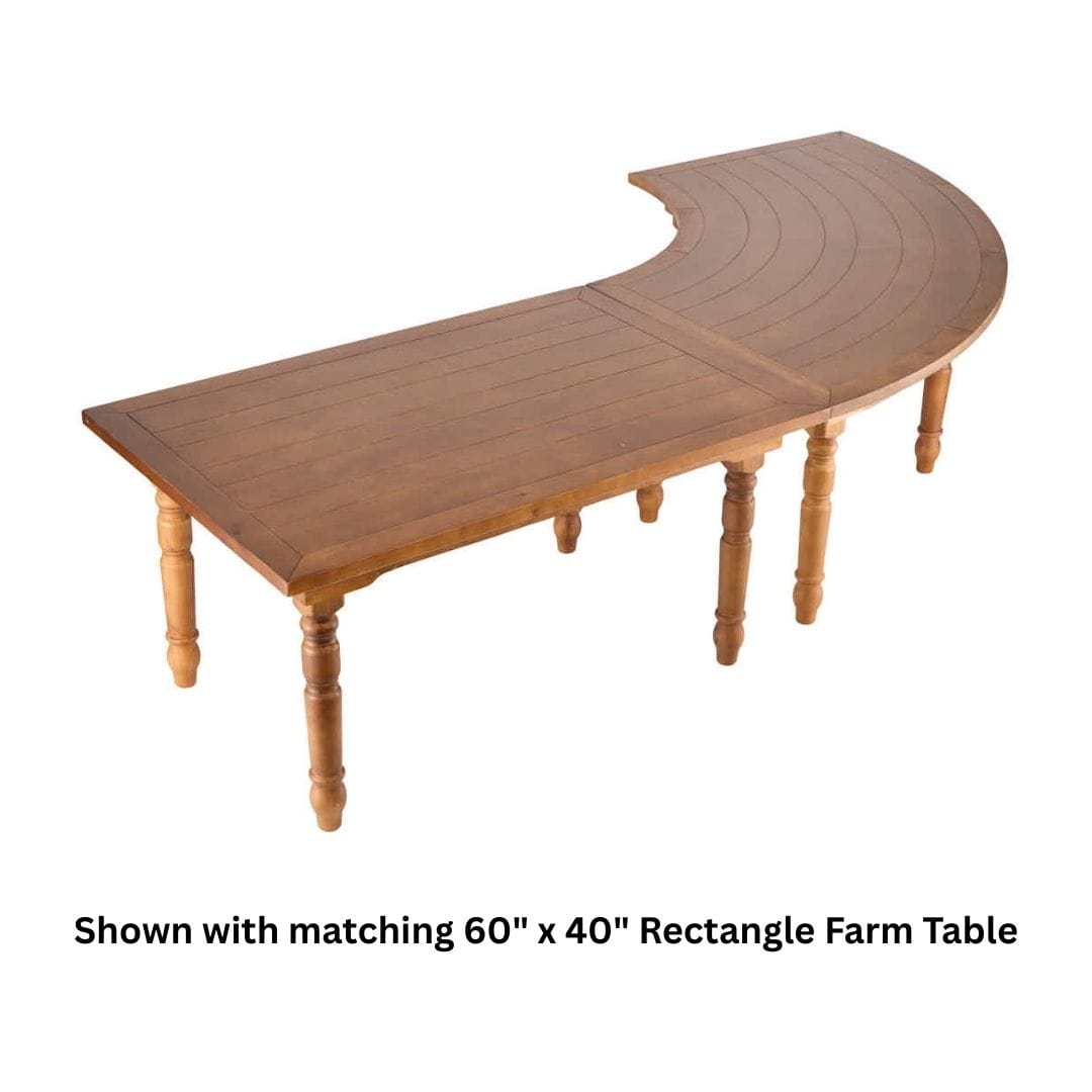 Chivari 99" x 40" (8.25 Foot) Chestnut Finish Serpentine Fluted Leg Wood Farm Table TFARM-SERP-9940-CHT-AX