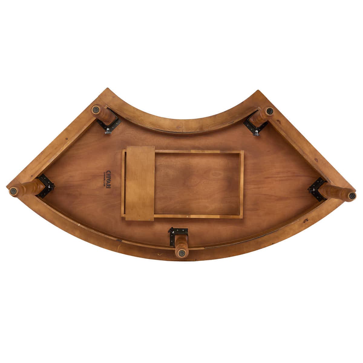 Chivari 99" x 40" (8.25 Foot) Chestnut Finish Serpentine Fluted Leg Wood Farm Table TFARM-SERP-9940-CHT-AX