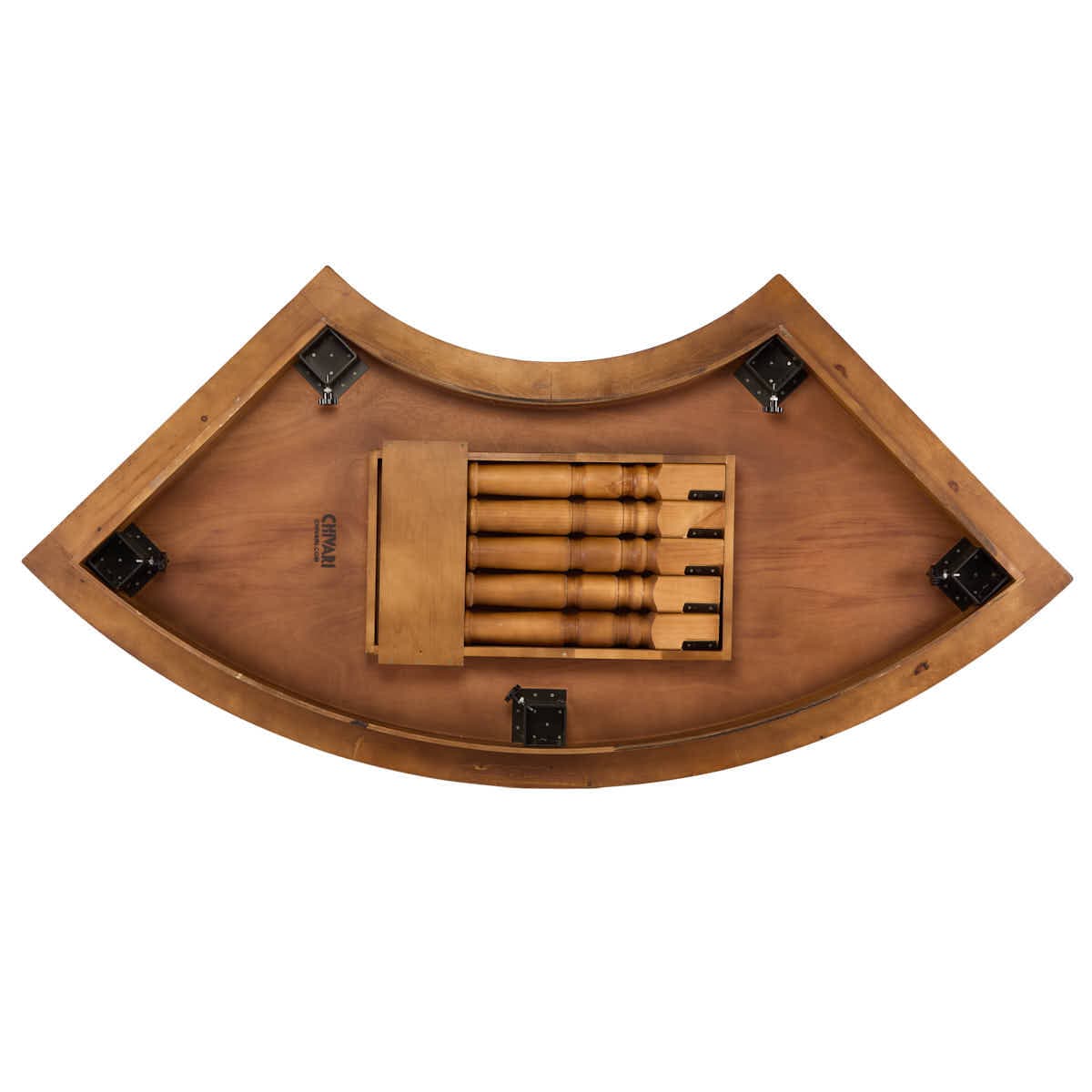 Chivari Enclosed Circle Serpentine Farm Table Kit - Seats 16 - Includes 4 Chestnut Serpentine Tables TFARM-SNKT-CHT3