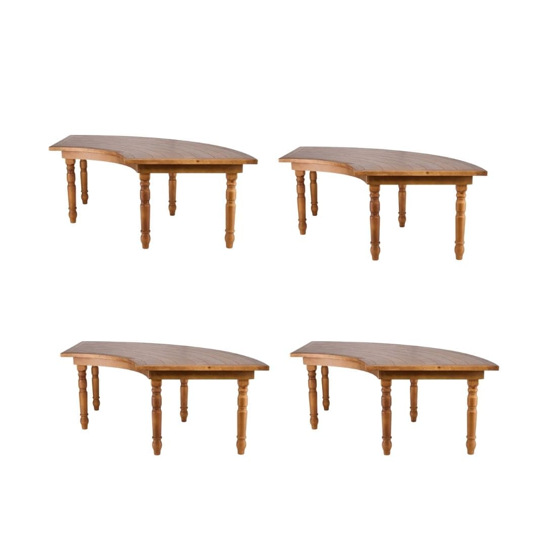 Chivari Enclosed Circle Serpentine Farm Table Kit - Seats 16 - Includes 4 Chestnut Serpentine Tables TFARM-SNKT-CHT3
