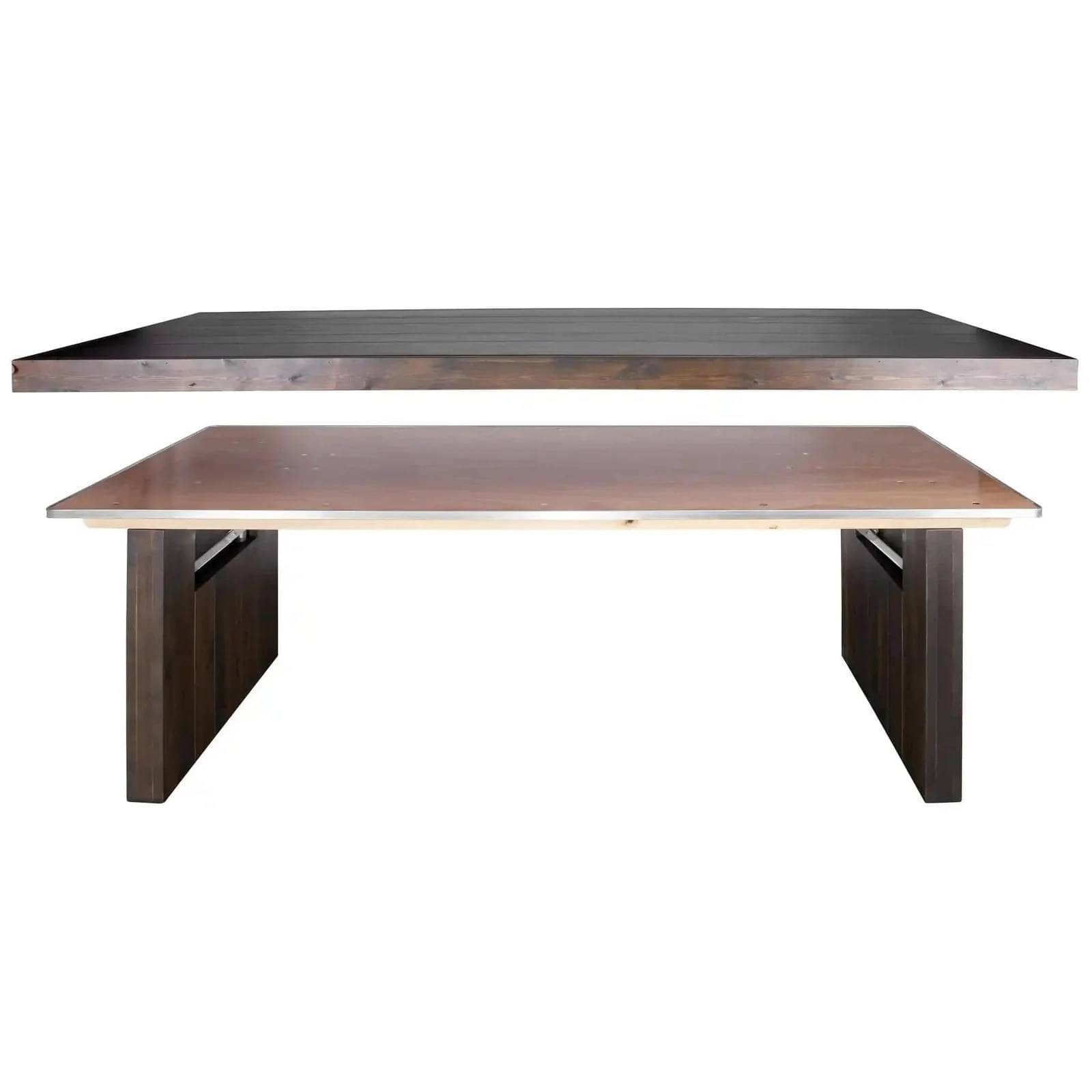 Chivari 96" x 40" Fruitwood Farm Table Conversion Kit for 96" x 30" Banquet Tables TFARMCKT9640-FTW-AX-T