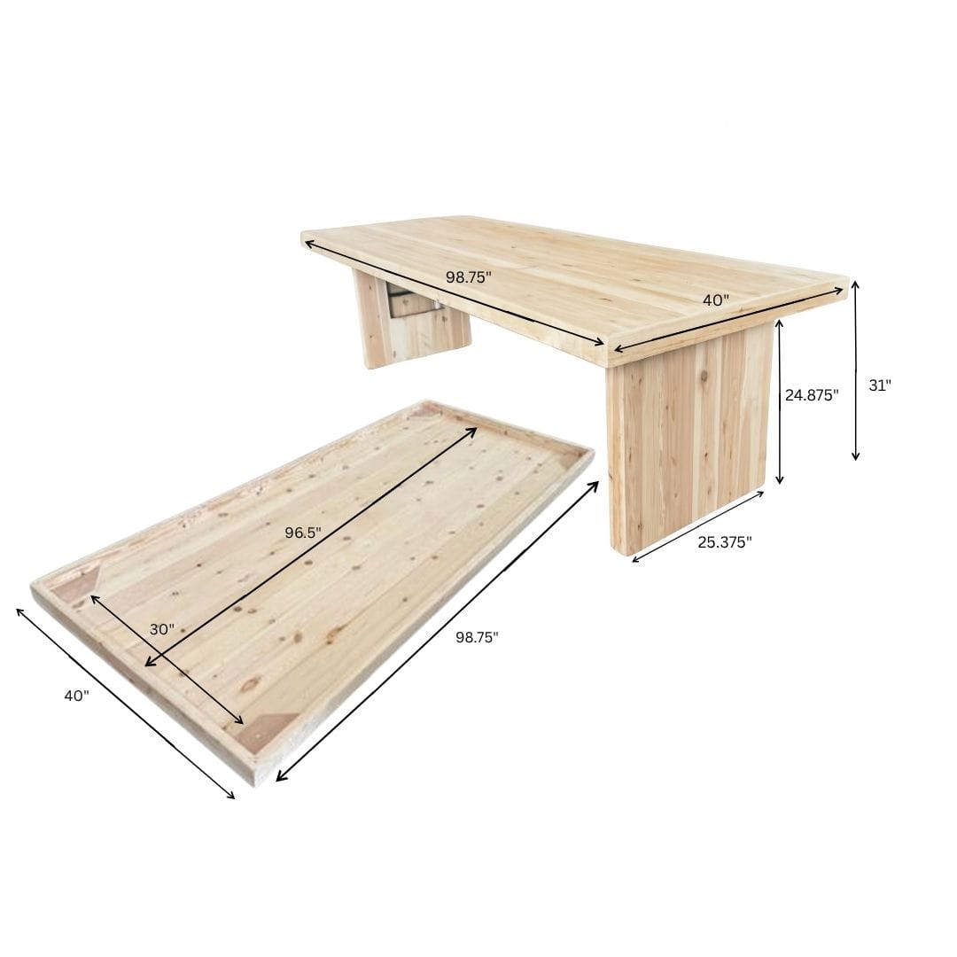 Chivari 96" x 40" Fruitwood Farm Table Conversion Kit for 96" x 30" Banquet Tables TFARMCKT9640-FTW-AX-T