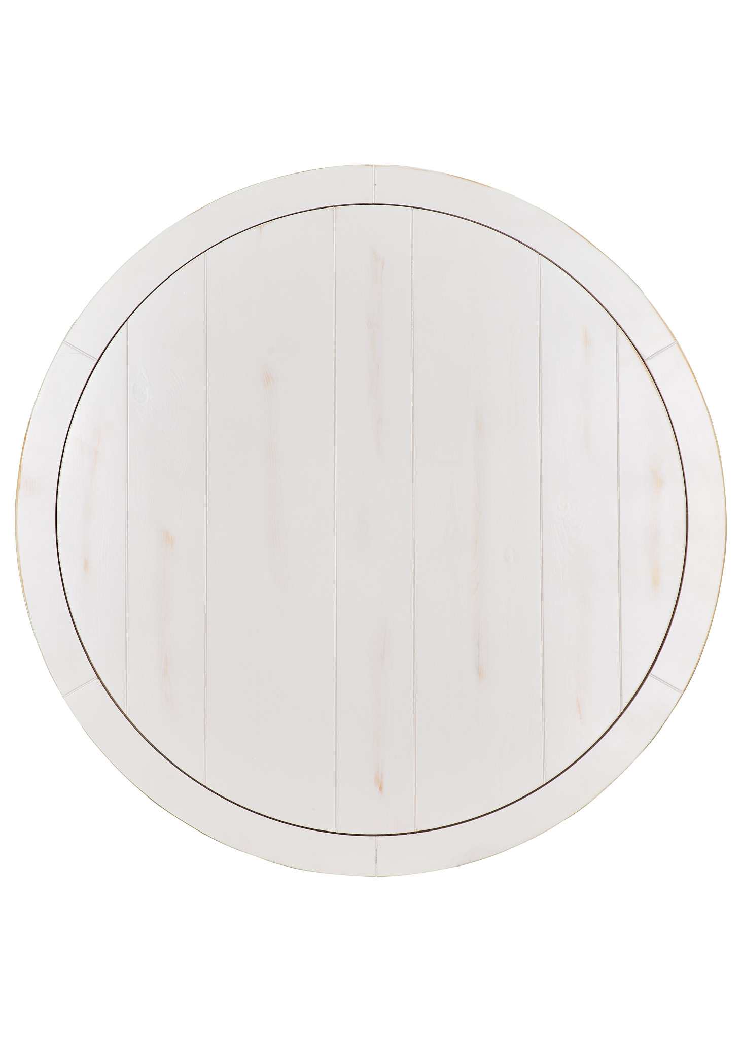 Chivari 36" (3 Foot) White Distressed Round Farm Cocktail Table TFARMCKTL36-WD-AX-T