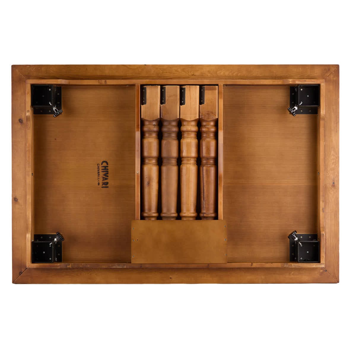 Chivari Elongated Serpentine Farm Table Kit - Seats 42 - Includes 4 Chestnut Serpentine Tables and 5 Rectangle Tables TFARM-SNKT-CHT2