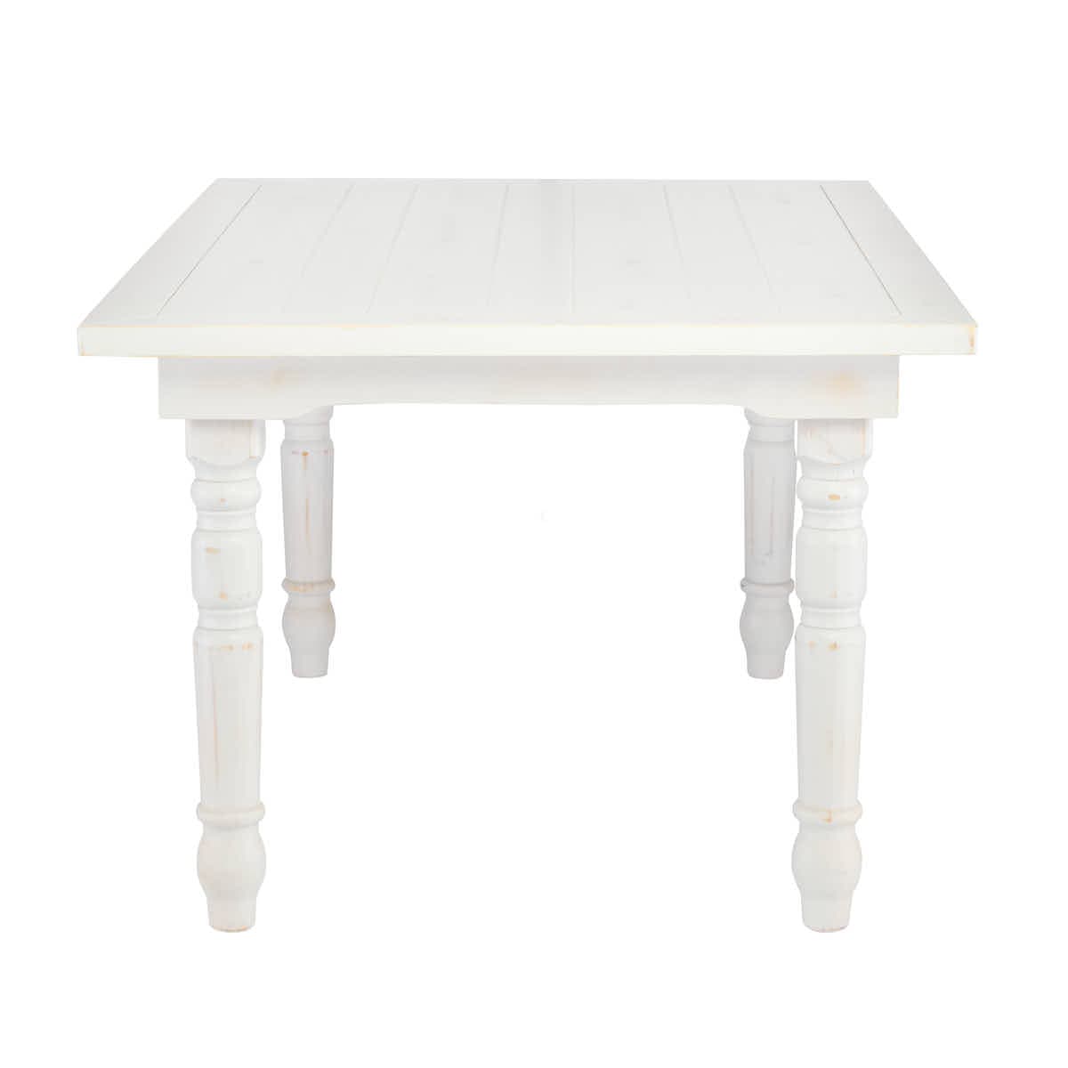 Chivari 60" x 40" (5 Foot) White Distressed Rectangle Fluted Leg Wood Farm Table TFARMRT6040-WD-T-AX