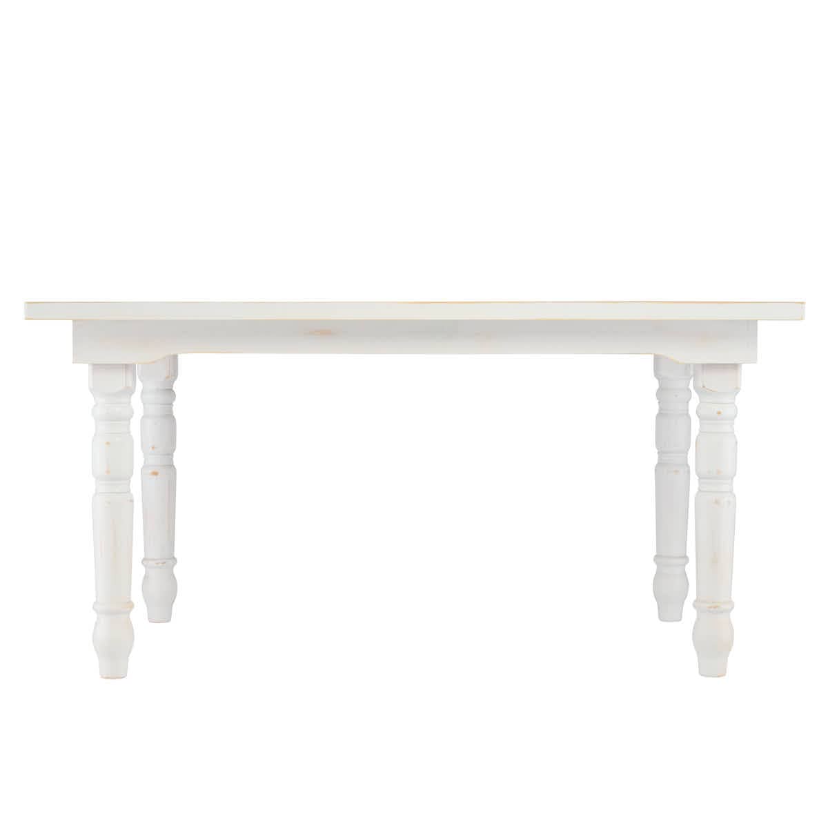 Chivari 60" x 40" (5 Foot) White Distressed Rectangle Fluted Leg Wood Farm Table TFARMRT6040-WD-T-AX