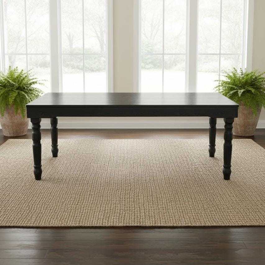 Chivari 96″ x 40″ (8 Foot) Black Rectangle Fluted Leg Wood Farm Table TFARMRT9640-BLACK-T-LEG-AX-T