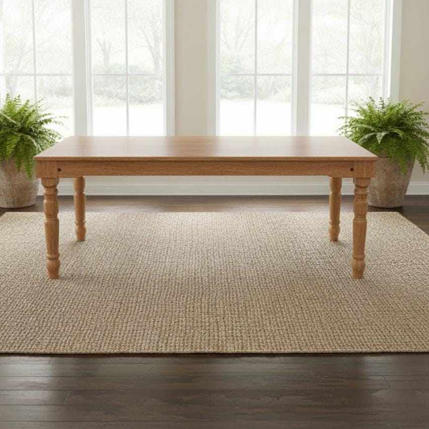 Chivari Scratch and Dent 96" x 40" (8 Foot) Chestnut Finish Rectangle Fluted Leg Wood Farm Table TFARMRT9640-CHESTNUT-T-LEG-AX-T-SD