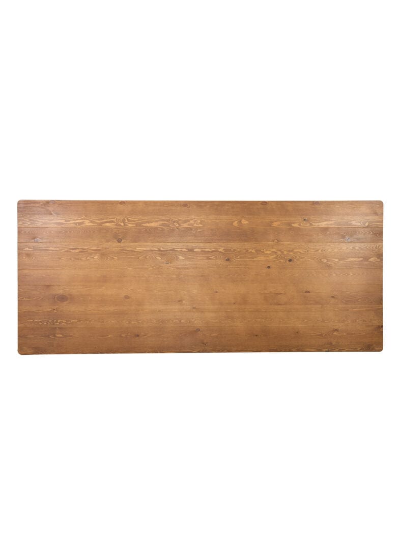 Chivari Scratch and Dent 96" x 40" (8 Foot) Chestnut Finish Rectangle Fluted Leg Wood Farm Table TFARMRT9640-CHESTNUT-T-LEG-AX-T-SD