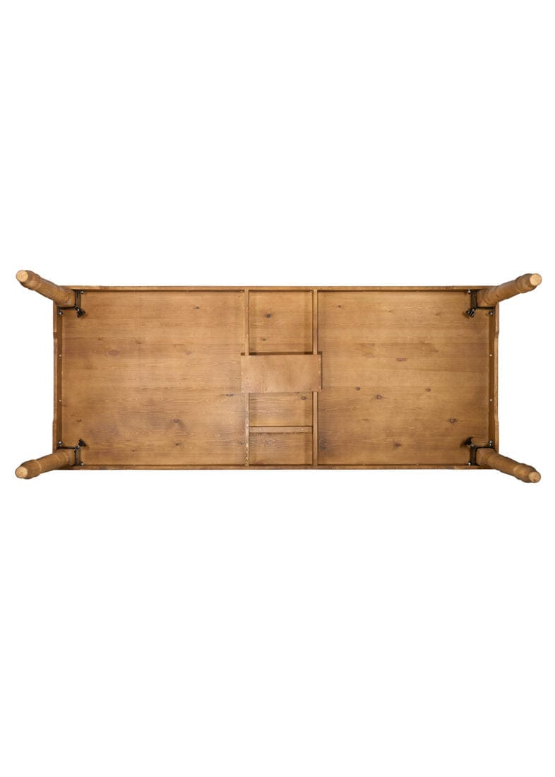 Chivari Scratch and Dent 96" x 40" (8 Foot) Chestnut Finish Rectangle Fluted Leg Wood Farm Table TFARMRT9640-CHESTNUT-T-LEG-AX-T-SD