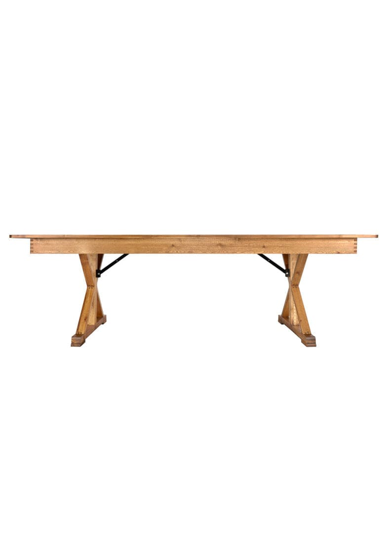 Chivari Scratch and Dent 96" x 40" (8 Foot) Chestnut Finish Rectangle X Leg Wood Farm Table TFARMRT9640-CHESTNUT-X-LEG-AX-T-SD