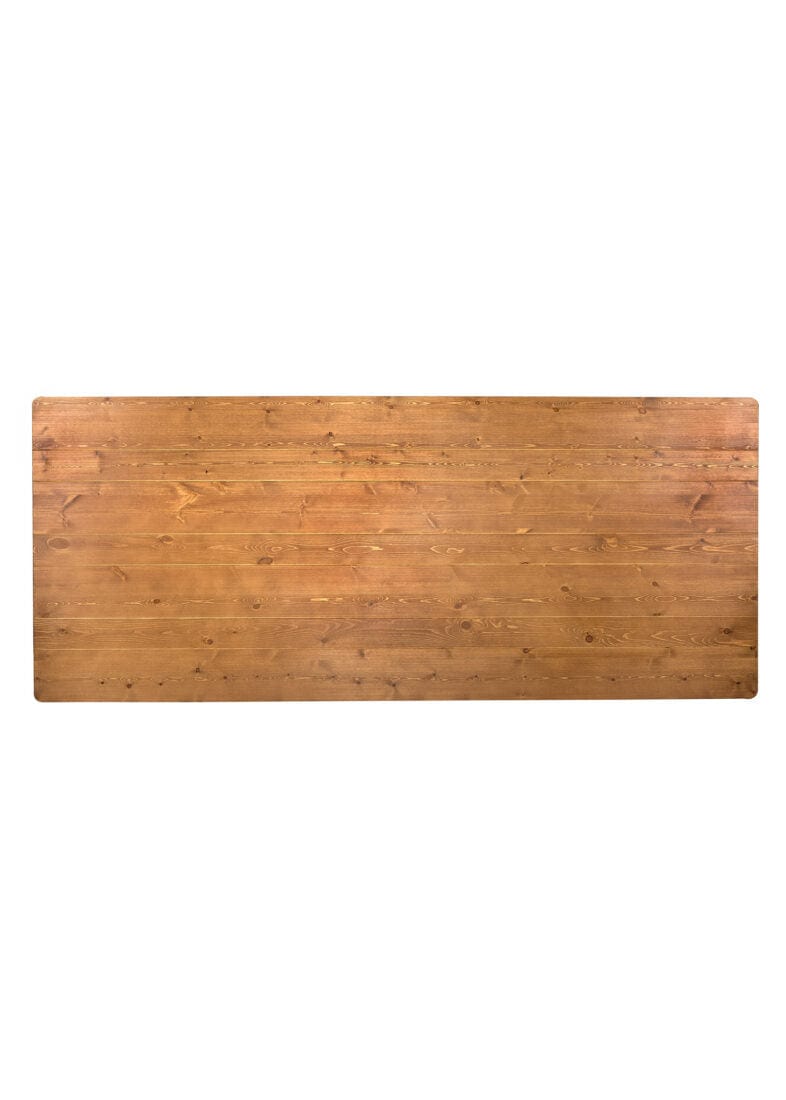Chivari Scratch and Dent 96" x 40" (8 Foot) Chestnut Finish Rectangle X Leg Wood Farm Table TFARMRT9640-CHESTNUT-X-LEG-AX-T-SD