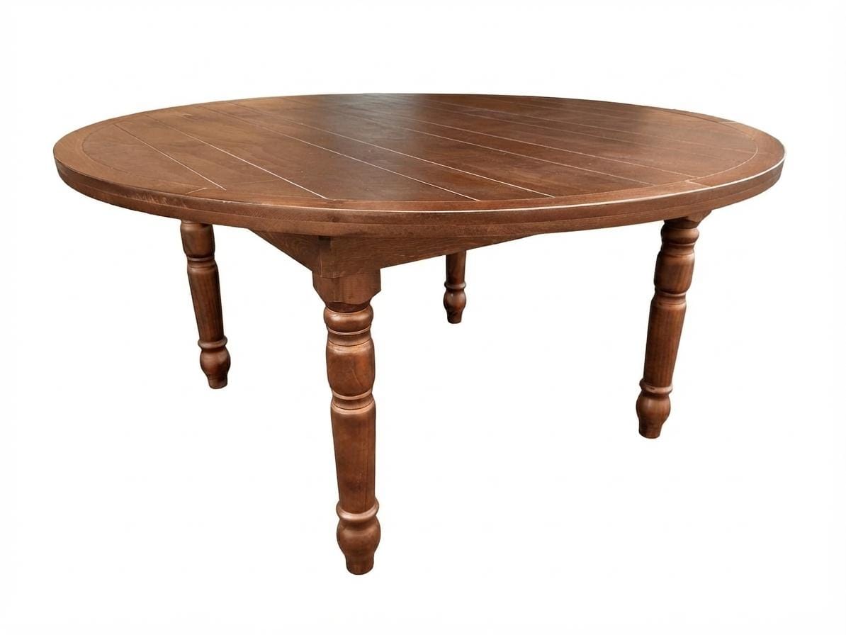 Chivari 60" (5 Foot) Chestnut Finish Round Thin Fluted Leg Wood Farm Table TFRMPLRD60-CHT-FL-AX
