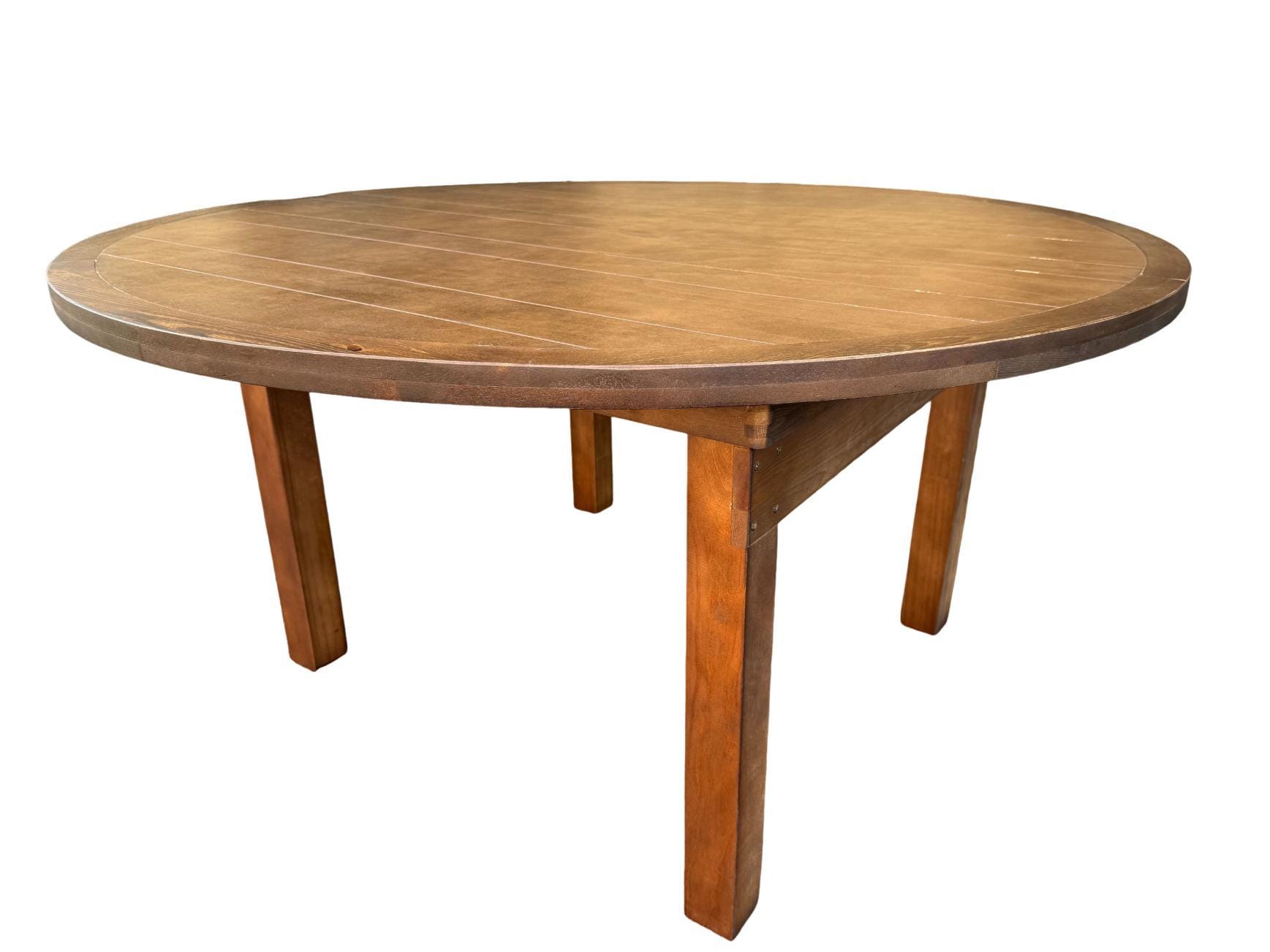 Chivari 60" (5 Foot) Chestnut Round Straight Leg Wood Farm Table TFRMPLRD60-CHT-ST-AX