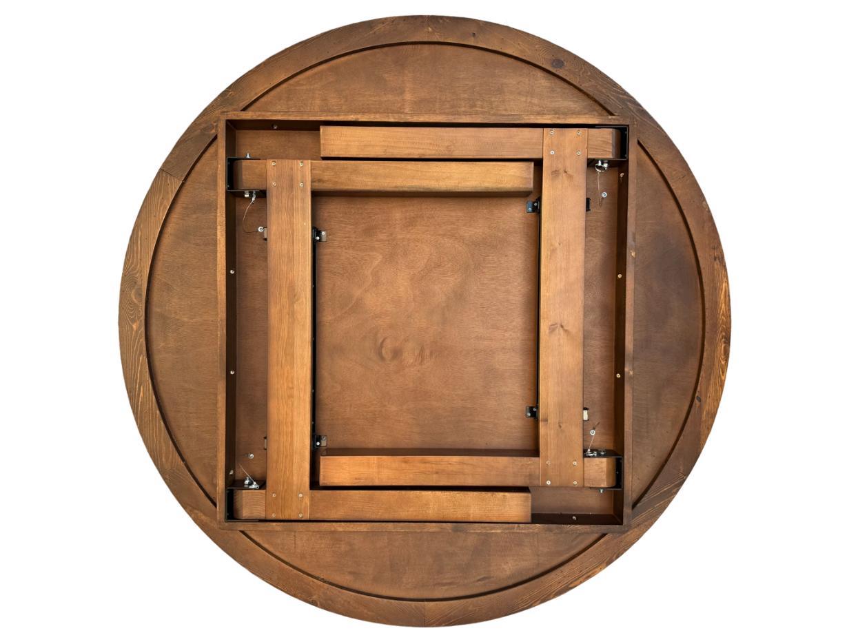 Chivari 60" (5 Foot) Chestnut Round Straight Leg Wood Farm Table TFRMPLRD60-CHT-ST-AX