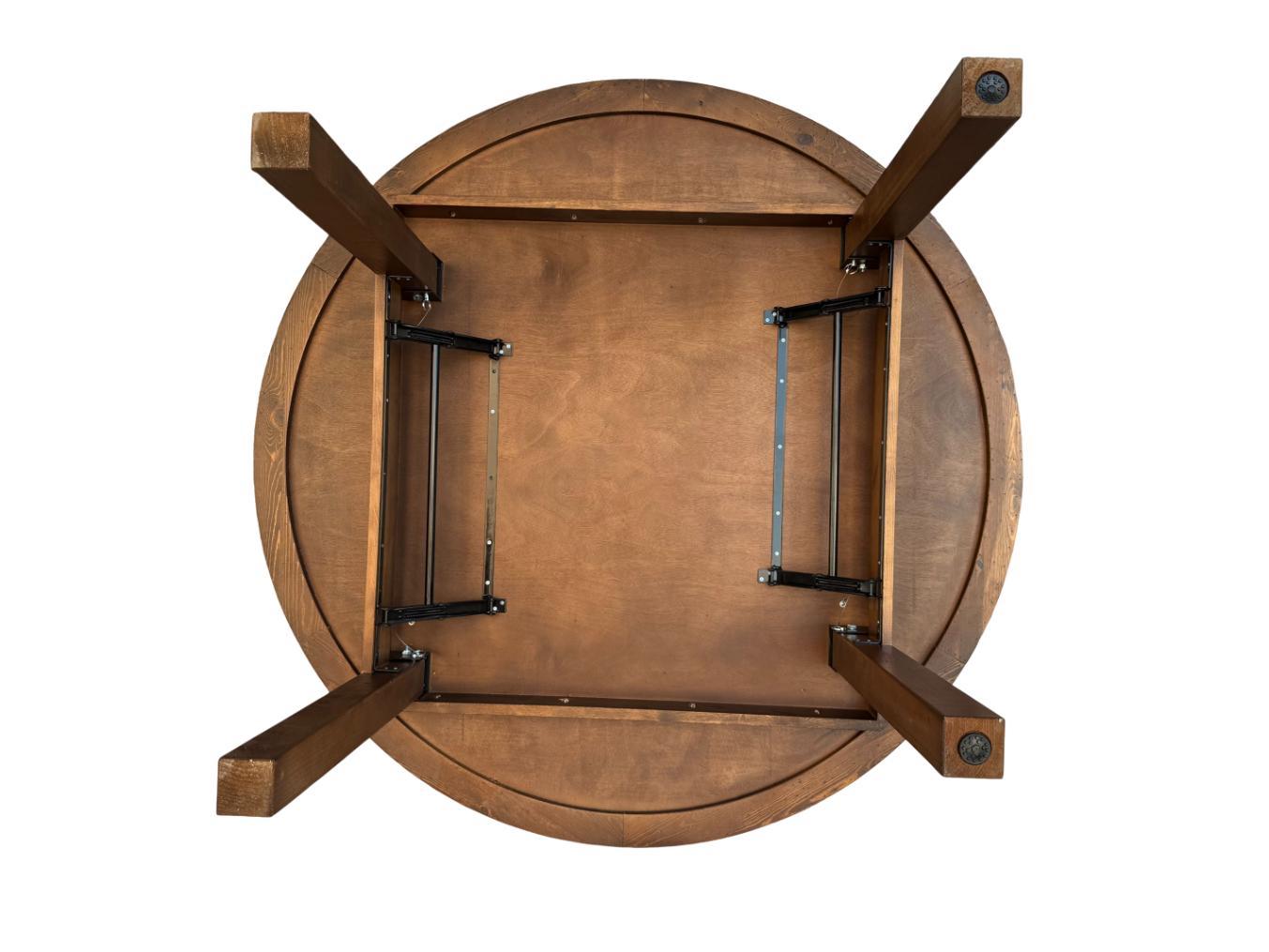 Chivari 60" (5 Foot) Chestnut Round Straight Leg Wood Farm Table TFRMPLRD60-CHT-ST-AX