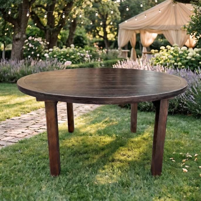 Chivari 60" (5 Foot) Fruitwood Round Straight Leg Wood Farm Table TFRMPLRD60-FTW-ST-AX