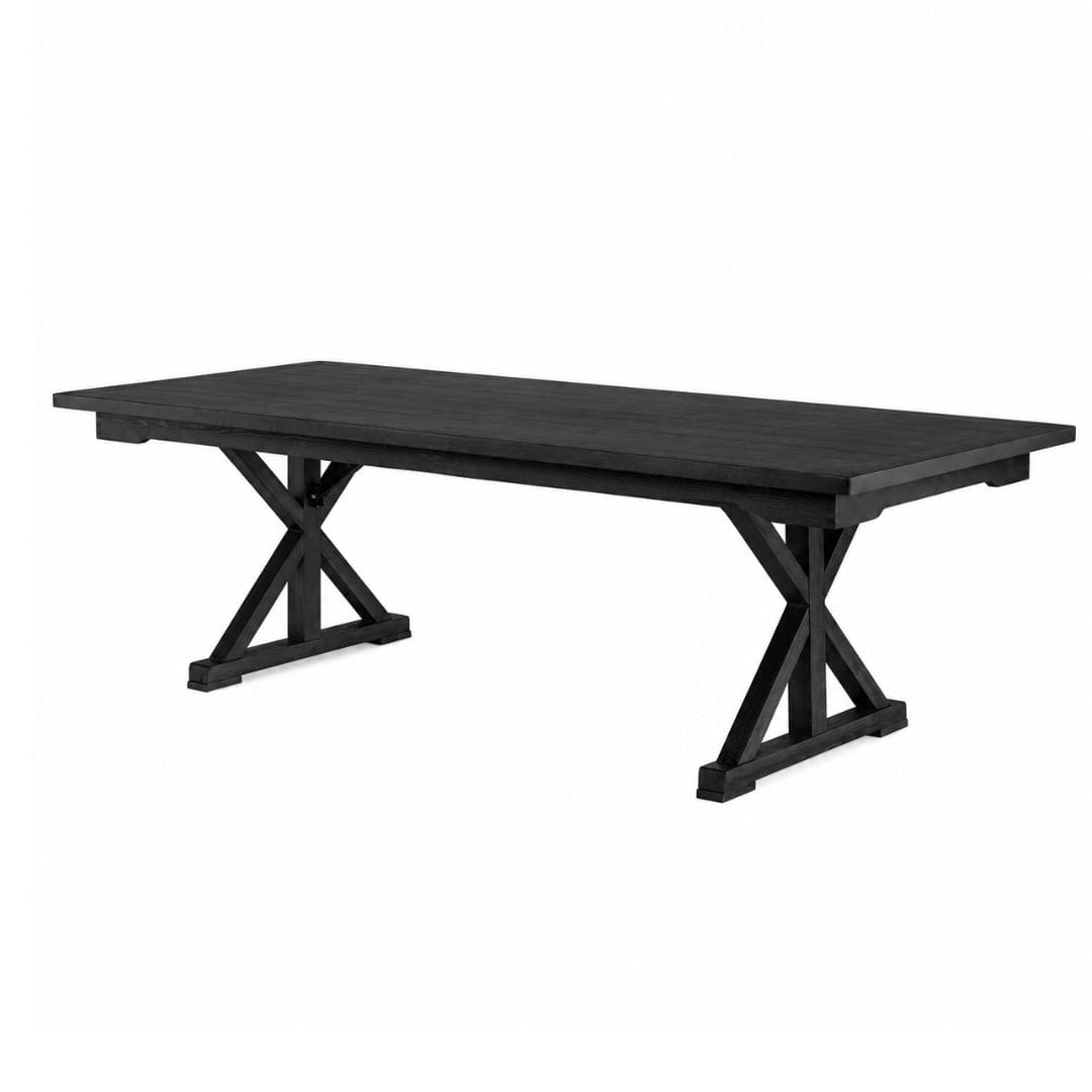 Chivari 96" x 40" (8 Foot) Black Rectangle X Leg Wood Farm Table TFRMPLRT9640-BLK-XL-AX