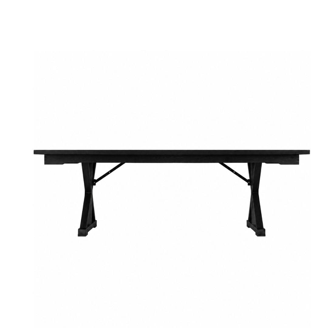 Chivari 96" x 40" (8 Foot) Black Rectangle X Leg Wood Farm Table TFRMPLRT9640-BLK-XL-AX