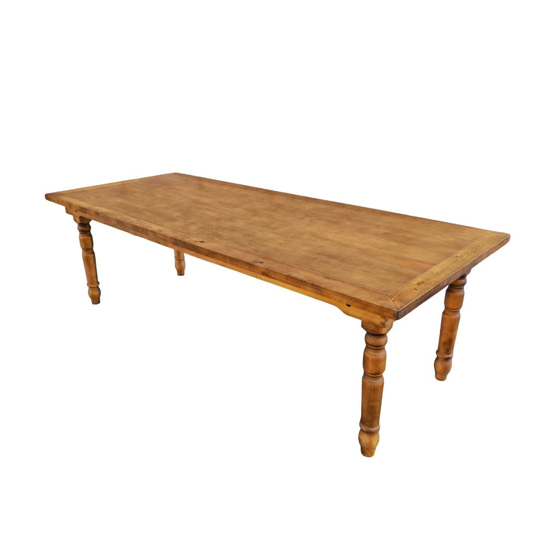 Chivari 96" x 40" (8 Foot) Chestnut Finish Rectangle Fluted Leg Wood Farm Table TFRMPLRT9640-CHT-FL-AX
