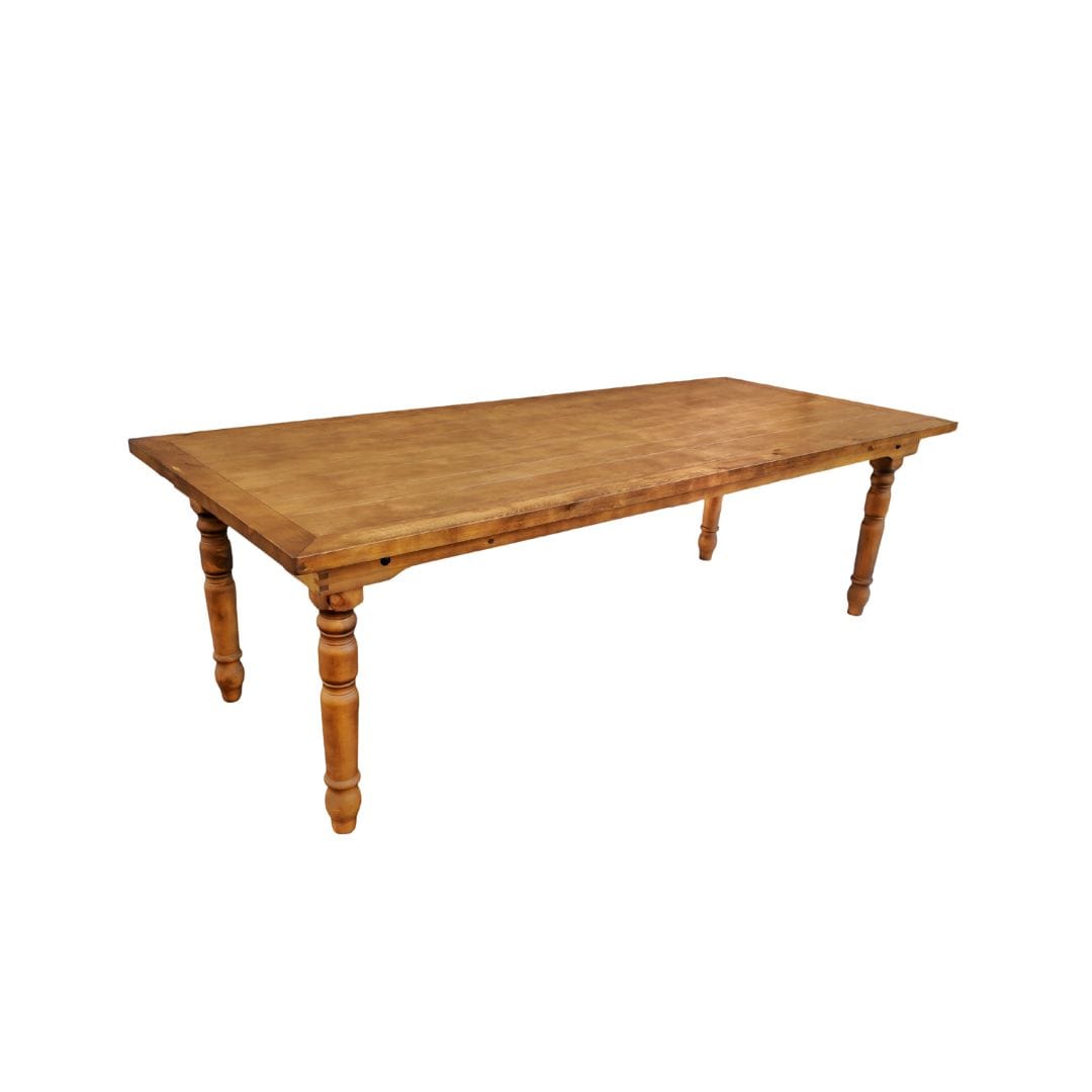 Chivari 96" x 40" (8 Foot) Chestnut Finish Rectangle Fluted Leg Wood Farm Table TFRMPLRT9640-CHT-FL-AX