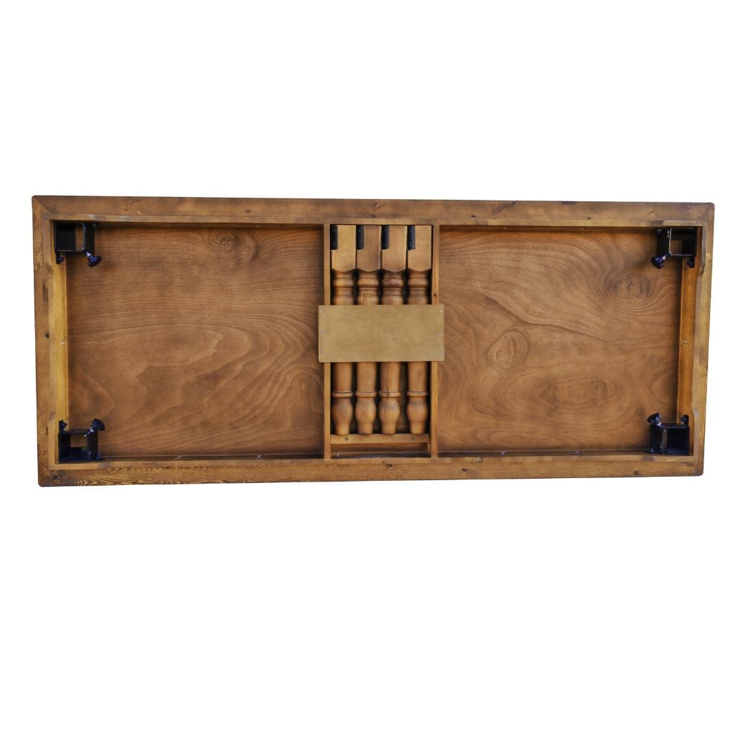 Chivari 96" x 40" (8 Foot) Chestnut Finish Rectangle Fluted Leg Wood Farm Table TFRMPLRT9640-CHT-FL-AX