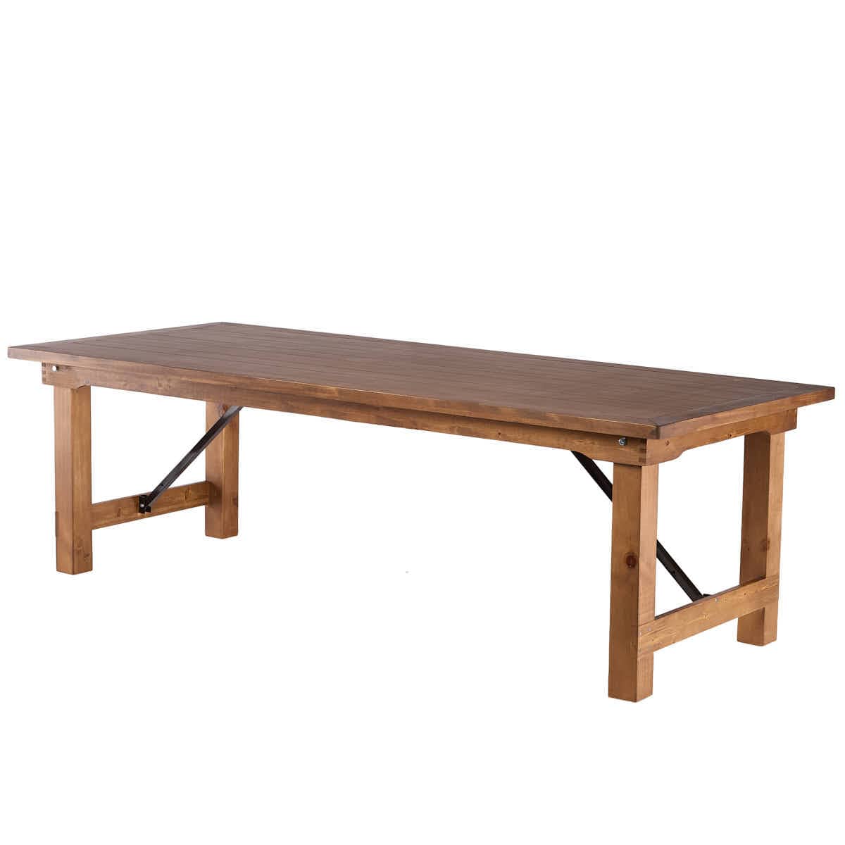 Chivari 96" x 40" (8 Foot) Chestnut Finish Rectangle Straight Leg Wood Farm Table TFRMPLRT9640-CHT-ST-AX