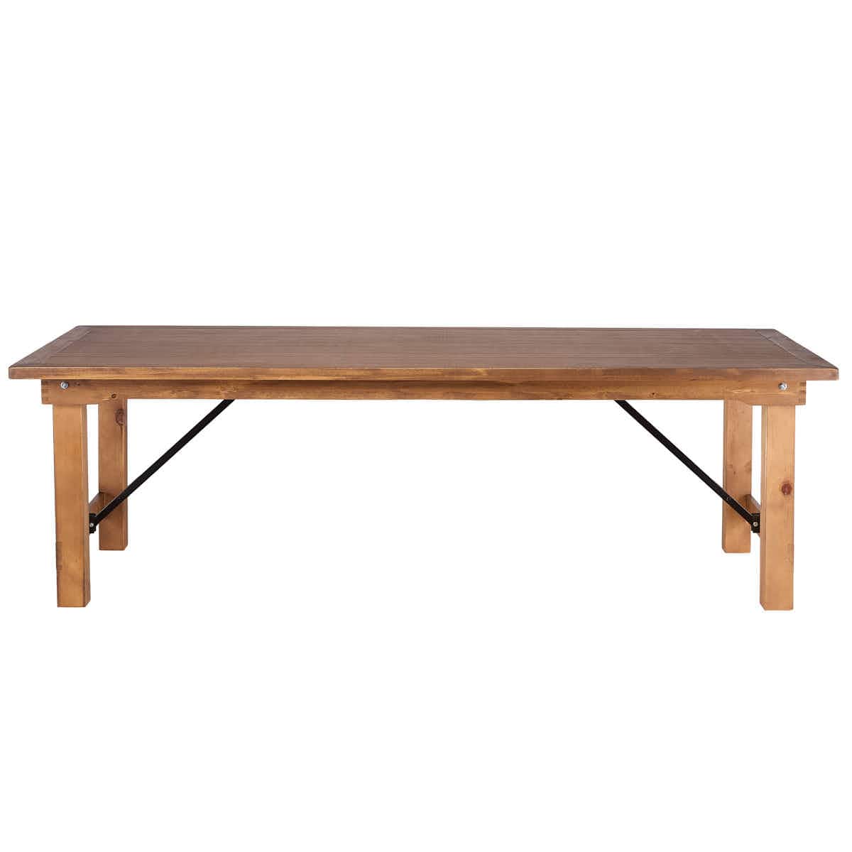 Chivari 96" x 40" (8 Foot) Chestnut Finish Rectangle Straight Leg Wood Farm Table TFRMPLRT9640-CHT-ST-AX