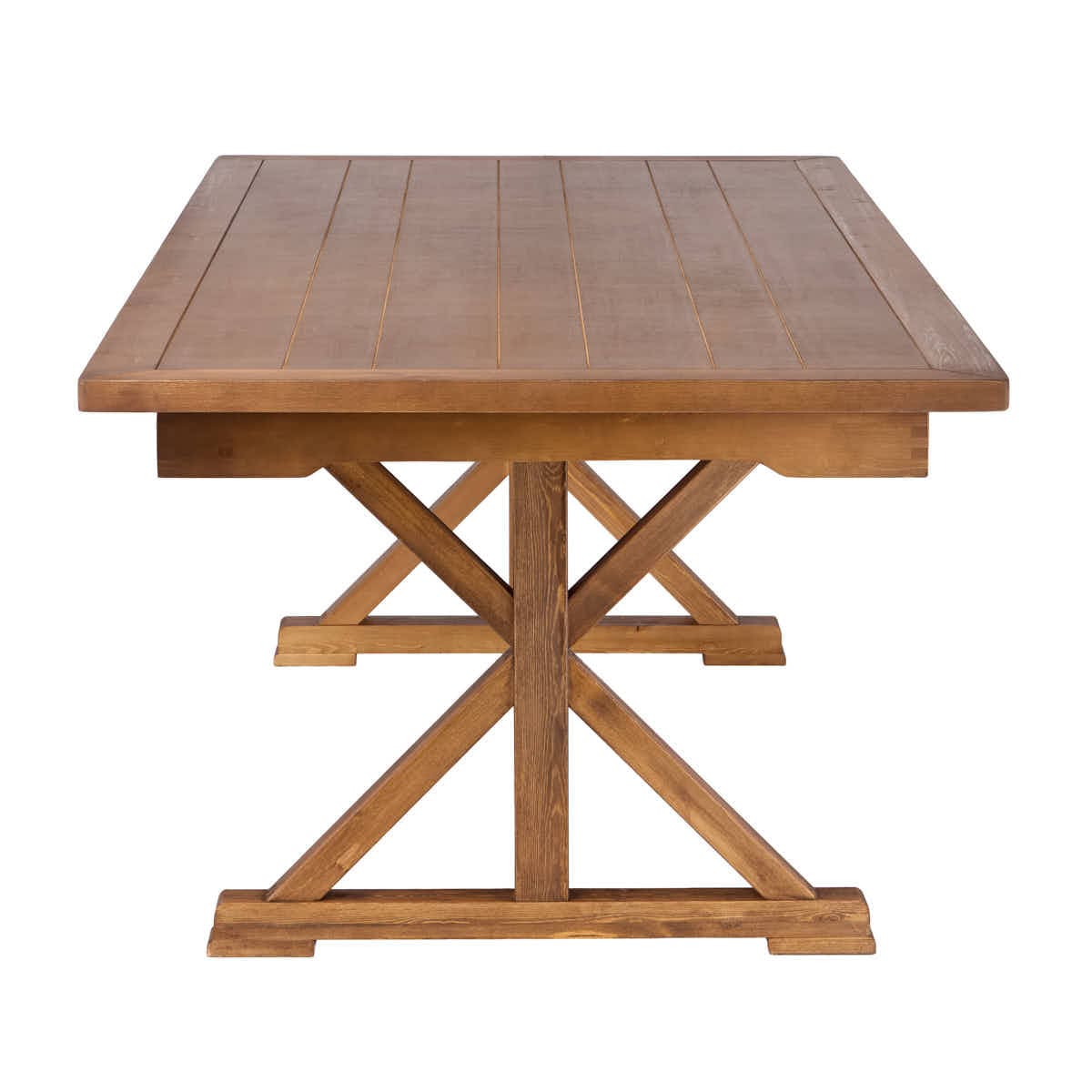 Chivari 96" x 40" (8 Foot) Chestnut Finish Rectangle X Leg Wood Farm Table TFRMPLRT9640-CHT-XL-AX