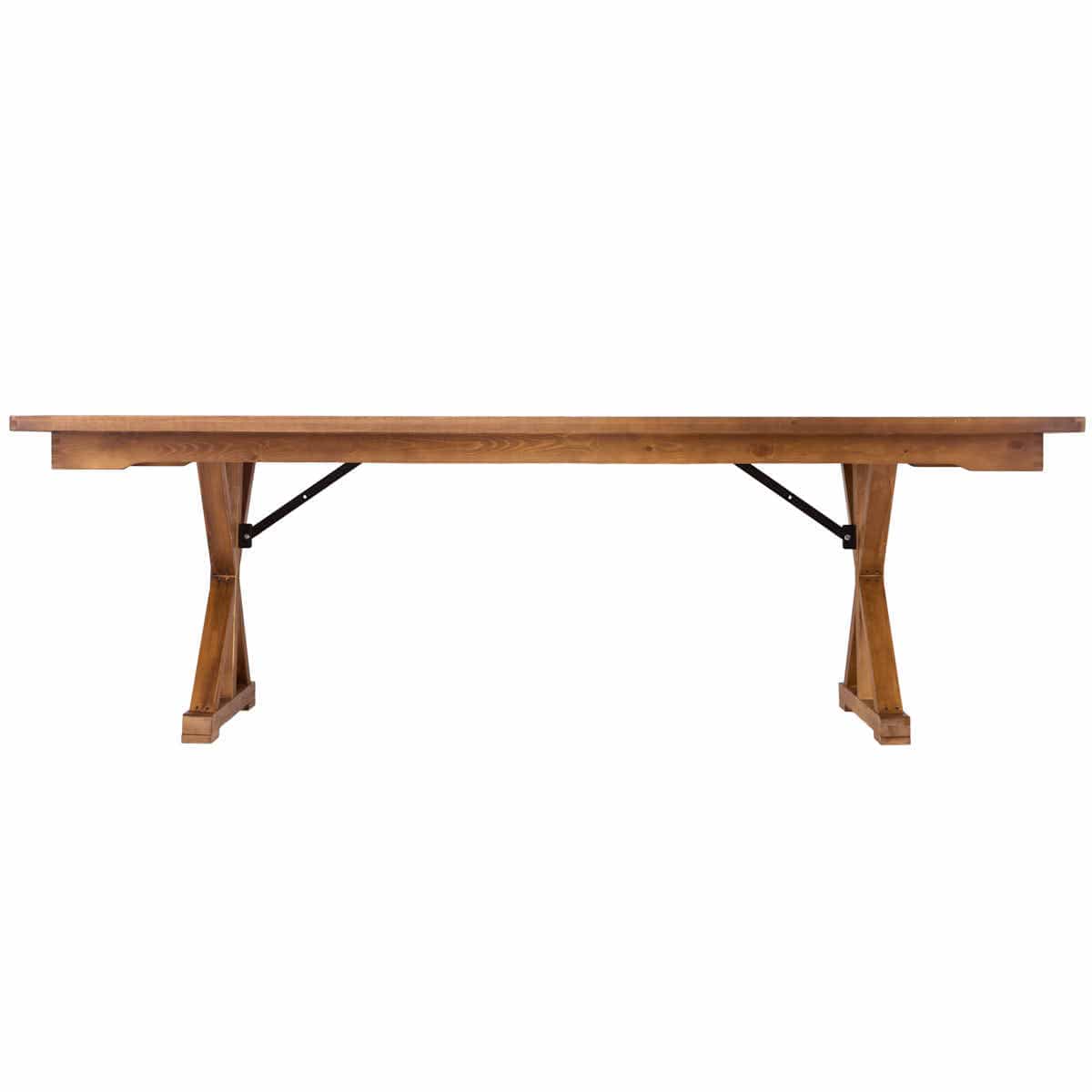 Chivari 96" x 40" (8 Foot) Chestnut Finish Rectangle X Leg Wood Farm Table TFRMPLRT9640-CHT-XL-AX
