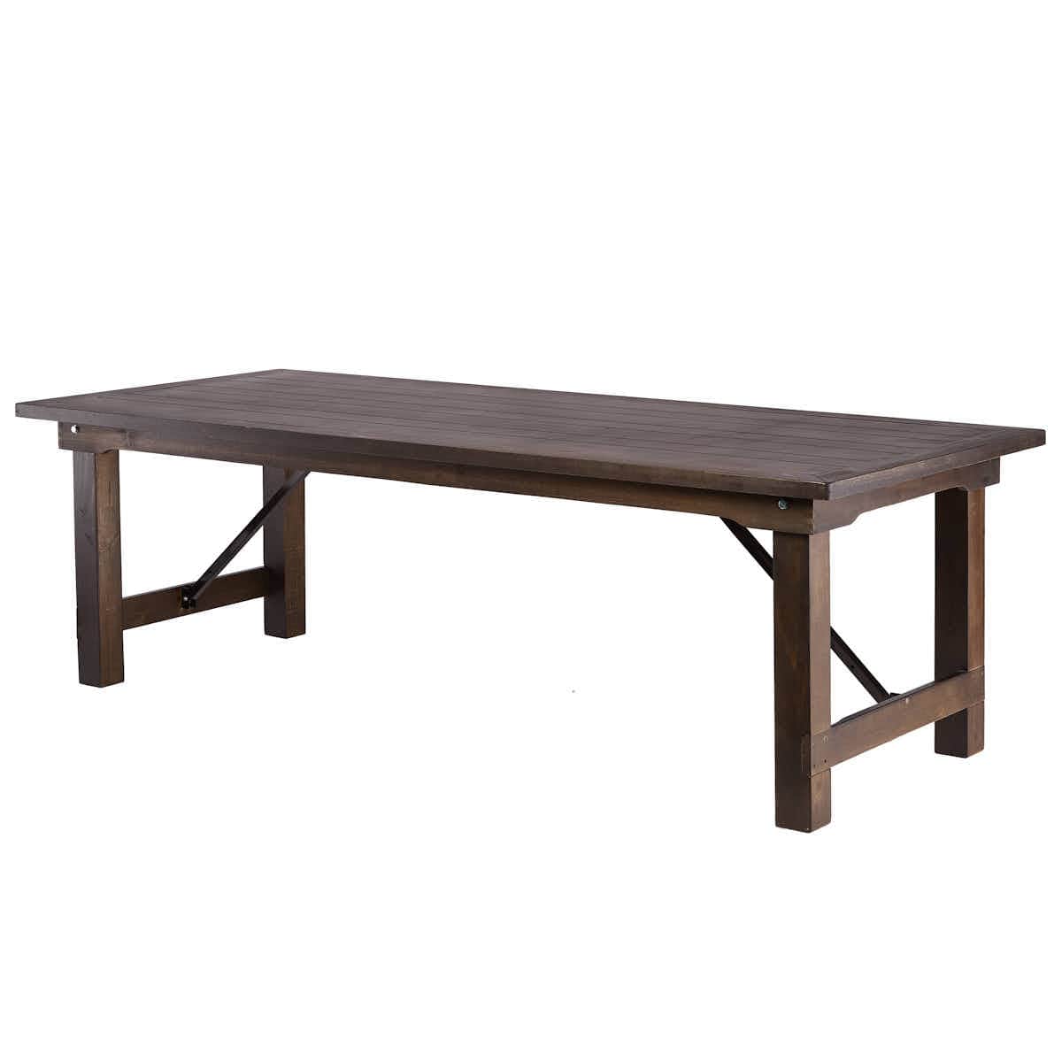 Chivari 96" x 40" (8 Foot) Fruitwood Rectangle Straight Leg Wood Farm Table TFRMPLRT9640-FTW-ST-AX