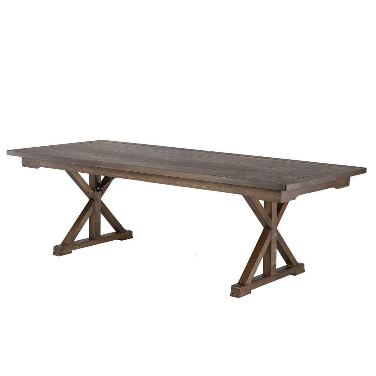 Chivari 96" x 40" (8 Foot) Fruitwood Rectangle X Leg Wood Farm Table TFRMPLRT9640-FTW-XL-AX