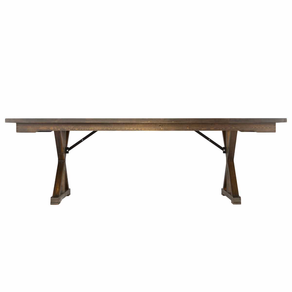 Chivari 96" x 40" (8 Foot) Fruitwood Rectangle X Leg Wood Farm Table TFRMPLRT9640-FTW-XL-AX