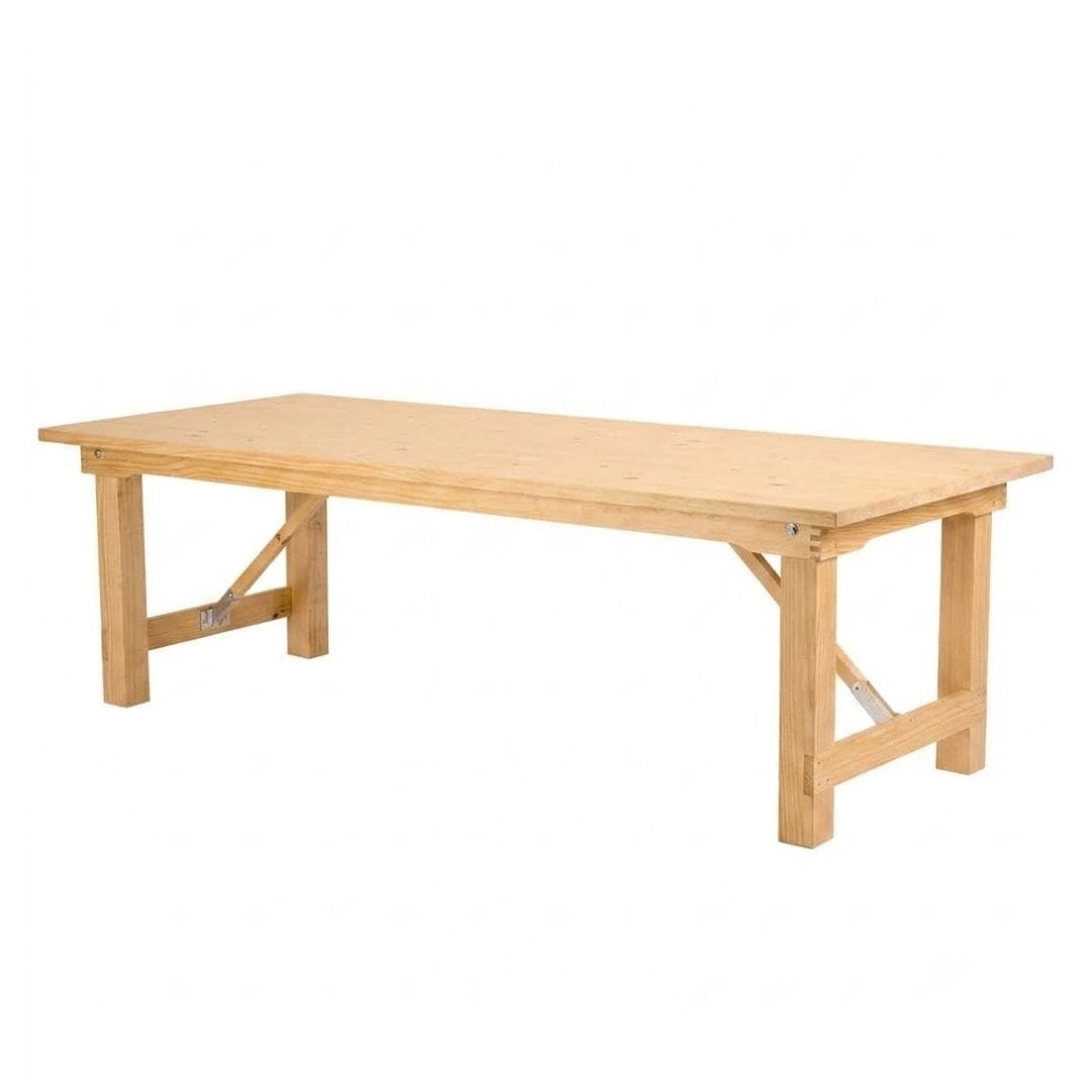Chivari 96" x 40" (8 Foot) Natural Rectangle Straight Leg Wood Farm Table TFRMPLRT9640-NAT-ST-AX
