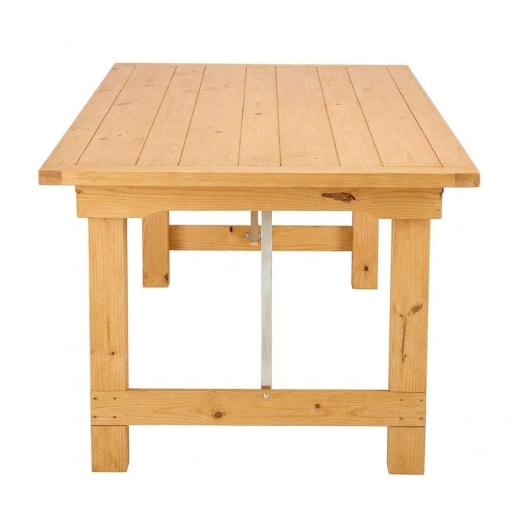 Chivari 96" x 40" (8 Foot) Natural Rectangle Straight Leg Wood Farm Table TFRMPLRT9640-NAT-ST-AX