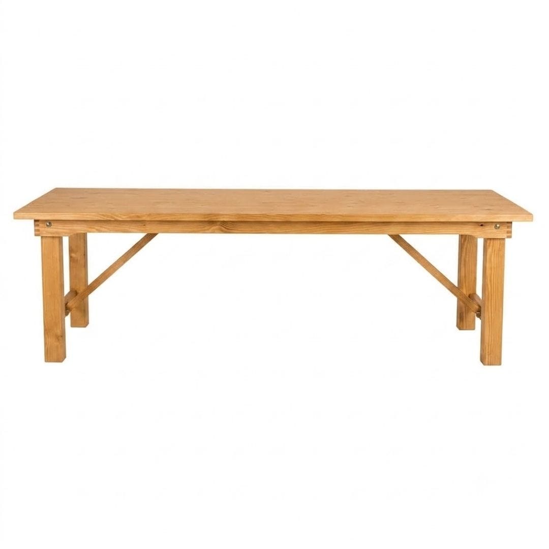 Chivari 96" x 40" (8 Foot) Natural Rectangle Straight Leg Wood Farm Table TFRMPLRT9640-NAT-ST-AX