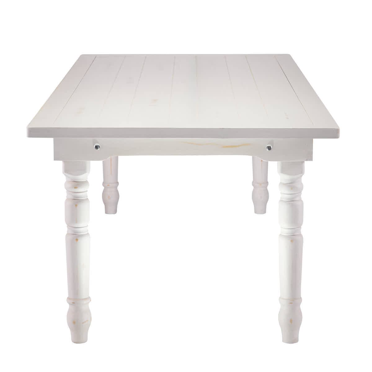 Chivari 96" x 40" (8 Foot) White Distressed Rectangle Thin Fluted Leg Wood Farm Table TFRMPLRT9640-WHD-FL-AX