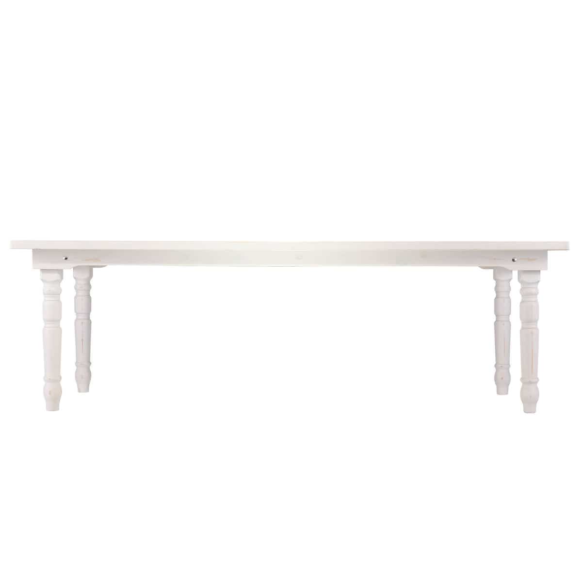 Chivari 96" x 40" (8 Foot) White Distressed Rectangle Thin Fluted Leg Wood Farm Table TFRMPLRT9640-WHD-FL-AX