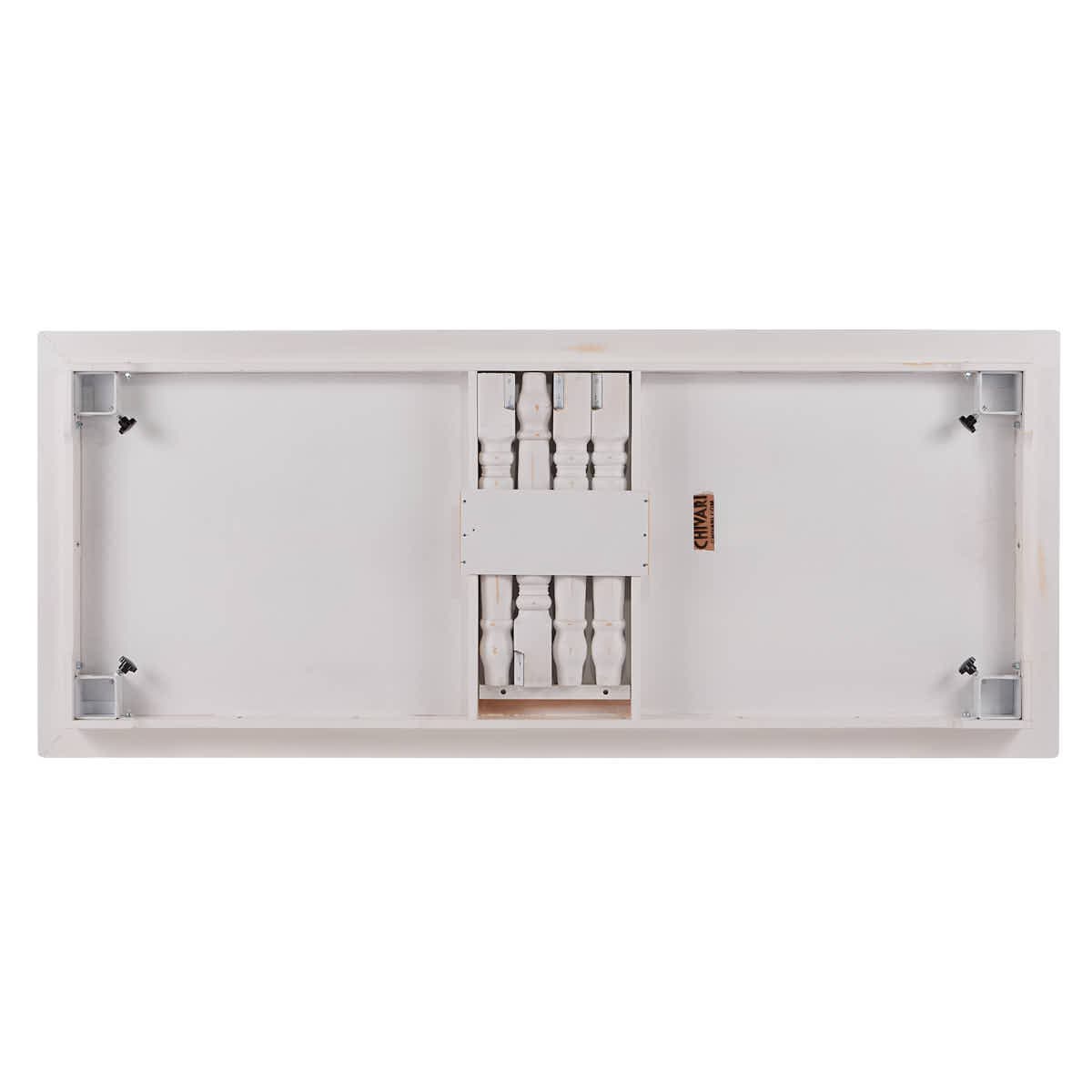 Chivari 96" x 40" (8 Foot) White Distressed Rectangle Thin Fluted Leg Wood Farm Table TFRMPLRT9640-WHD-FL-AX