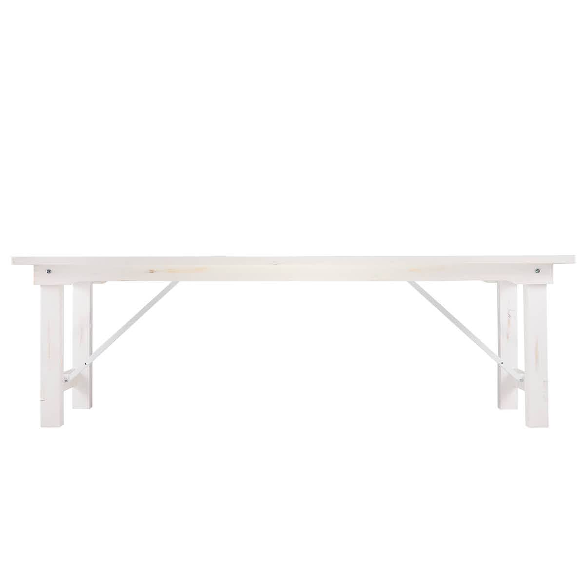 Chivari 96" x 40" (8 Foot) White Distressed Rectangle Straight Leg Wood Farm Table TFRMPLRT9640-WHD-ST-AX