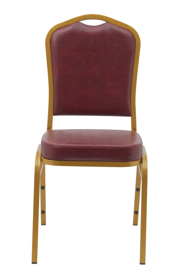 Burgundy Vinyl on Gold Frame Banquet Chair CQCVBUG-ZF-T