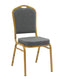 Chivari Charcoal Gray Fabric Gold Frame Crown Back Banquet Chair CQCFGG-ZF-T